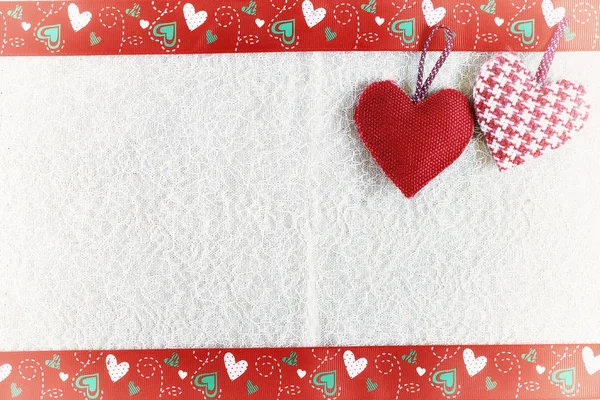 Tkanina tło valentine serca — Zdjęcie stockowe