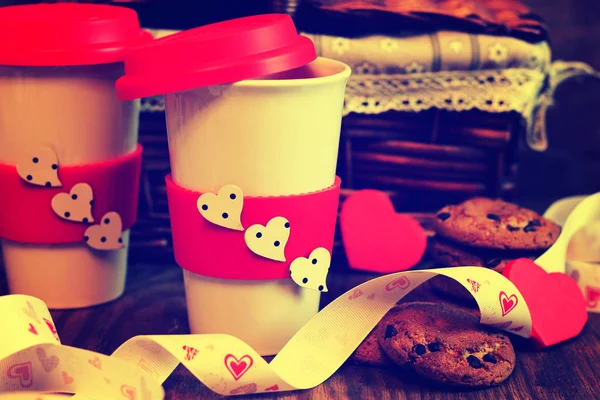 Couple café Saint Valentin — Photo