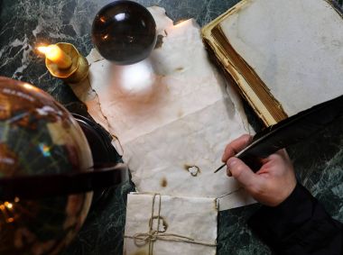 Retro kağıtları ve tablo Dedektif araçlar arka plan ile ilgili kitap