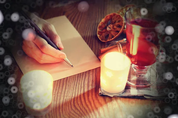 Christmas hand writing story — Stock Photo, Image