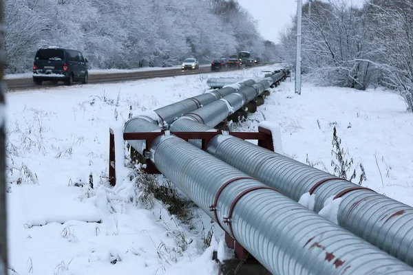 Winter gas pipeline — Stock Photo, Image
