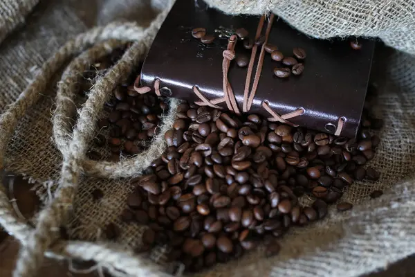 Kaffeebohnen-Seilbuch — Stockfoto