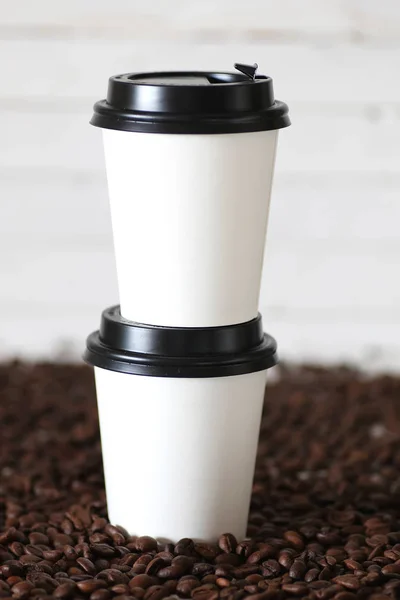 커피 종이 컵 콩 — 스톡 사진