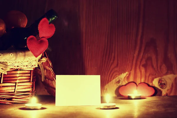 Dia dos Namorados velas vinho — Fotografia de Stock