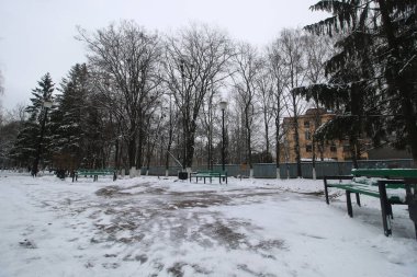 Kış tezgah bir parkta