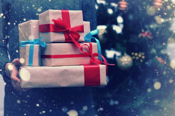 Stapel von Geschenken für Weihnachten — Stockfoto