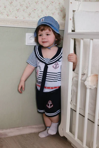 Kid sailor play at home — Stock Photo, Image