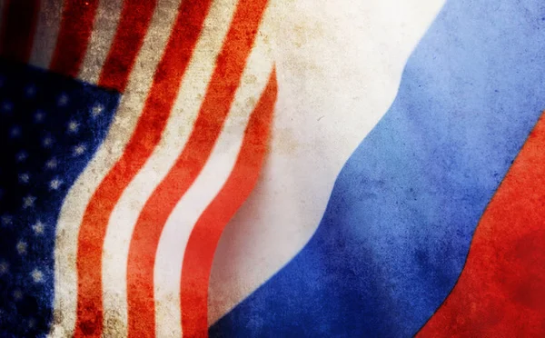 사진 러시아와 미국 국기에 긁힘과 효과 — 스톡 사진