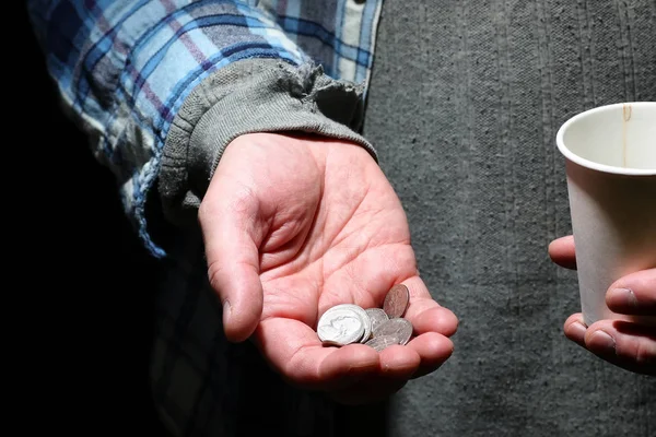 Homeless man hand help — Stock Photo, Image