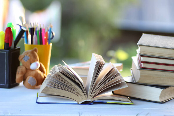 educaion book stack page outdoor