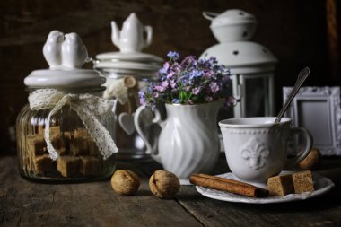 Vintage çay tablo kavramı