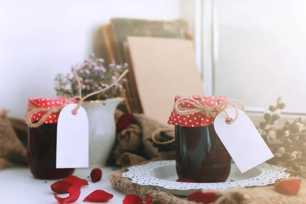 Harvest rustic homemade jam — Stock Photo, Image