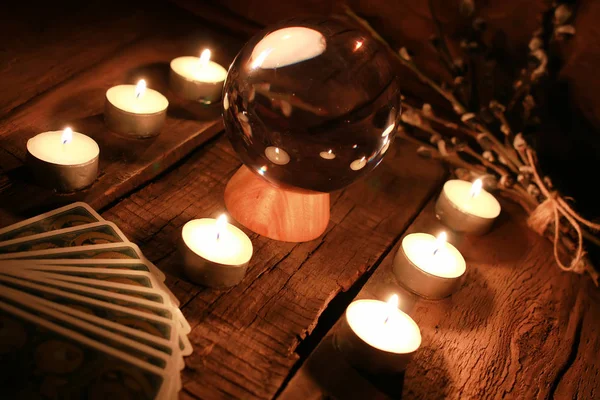 Candle divination tarot cards — Stock Photo, Image