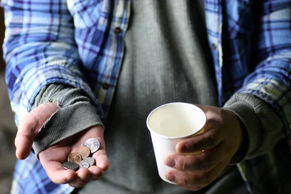 Homeless man hand help — Stock Photo, Image