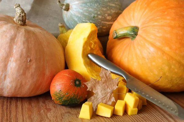 Kabak hasat masanın üstüne kesmek.