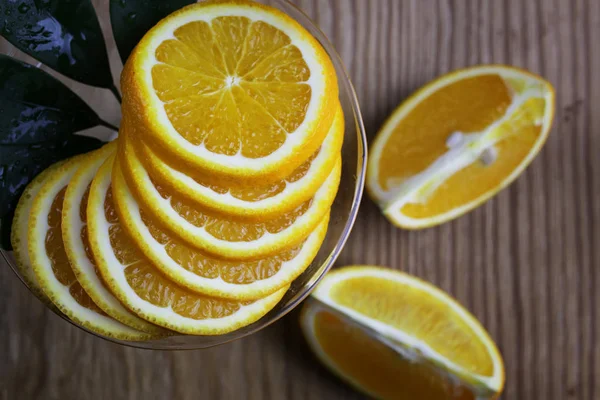 Orange fruit wooden background — Stock Photo, Image