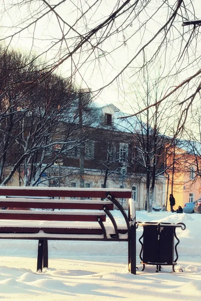 Kış Park bankında sokak