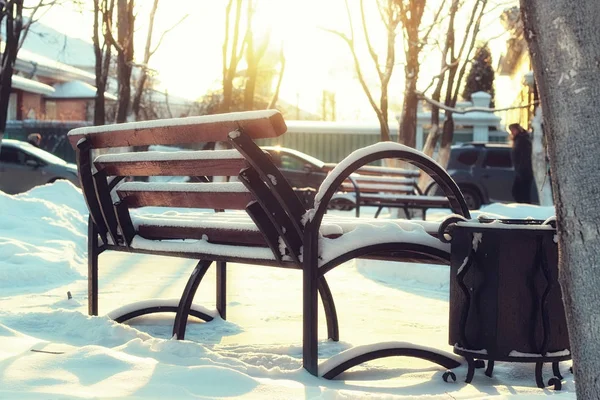 Kış Park bankında sokak