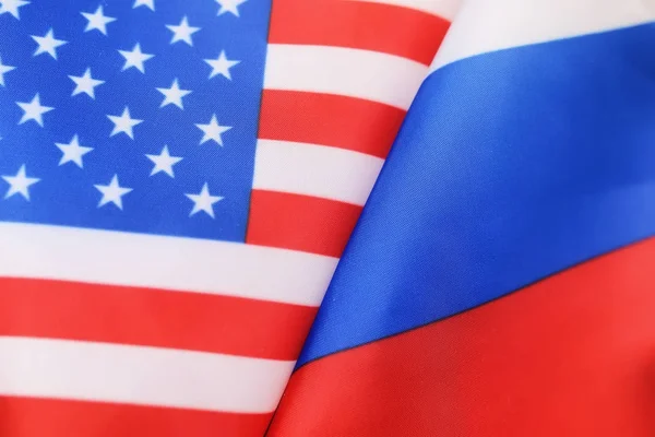 Ruska a usa vlajka sankce — Stock fotografie