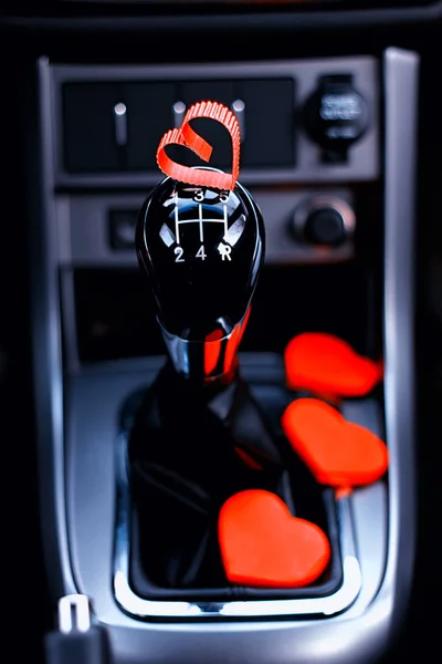 Heart shape on manual gearbox the car — Stock Photo, Image