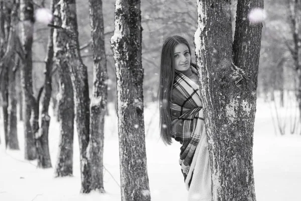 Uma menina em um dia nublado de inverno — Fotografia de Stock