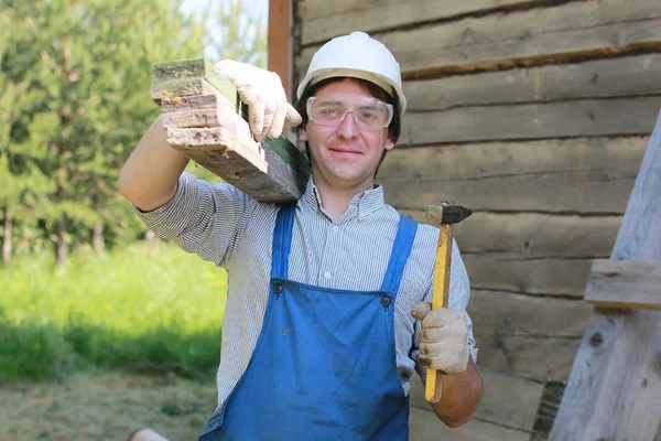 A man in the form of a builder Stock Image