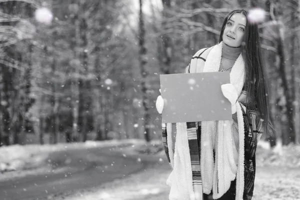 Een meisje in een winterse bewolkte dag — Stockfoto