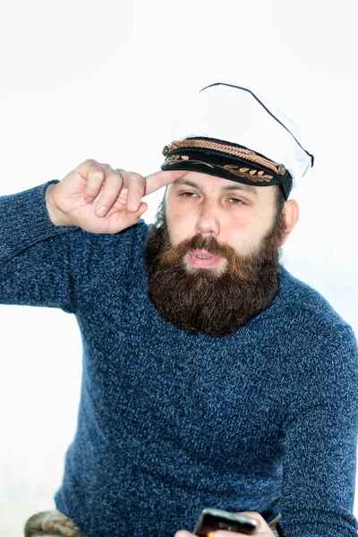 Barba hombre marinero aislado —  Fotos de Stock