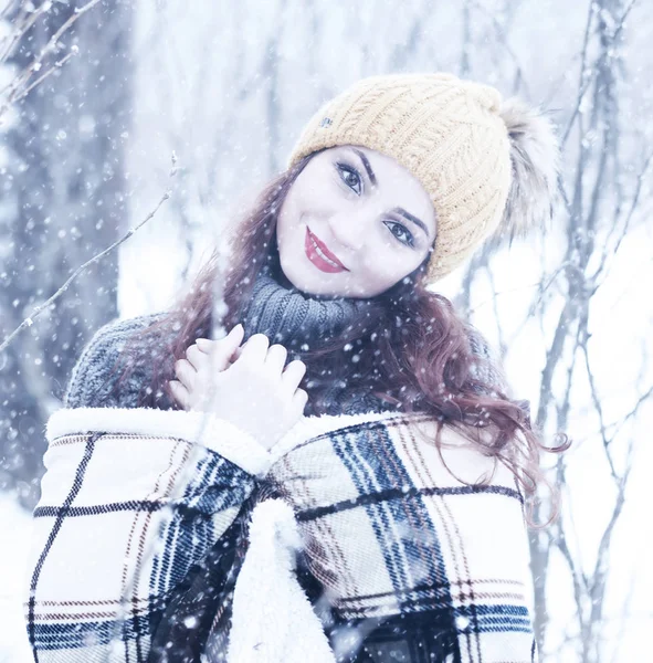 Schöne Mädchen in einem schönen Winter Schnee — Stockfoto