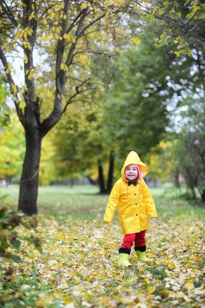 Crianças no passeio do parque de outono — Fotografia de Stock