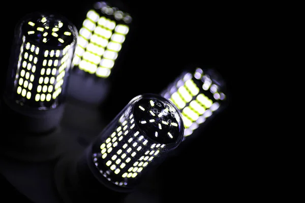 LED elements in the lamp. Lamps with diodes. Many bright lights