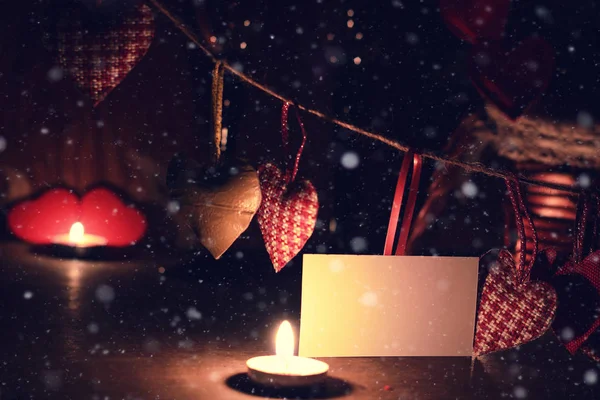 Wine candle valentine heart — Stock Photo, Image