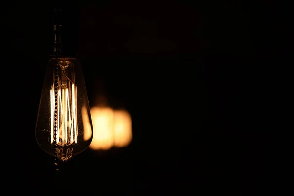 Lamps with tungsten filament. Edisons light bulb. Filament fila — Stock Photo, Image