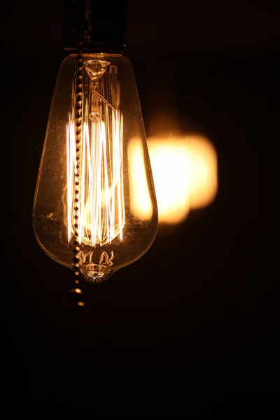 Lamps with tungsten filament. Edisons light bulb. Filament fila — Stock Photo, Image