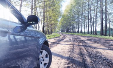 Yatay yaz mevsimindeyiz. Yeşil ağaç ve otların arasında kırsal arazi