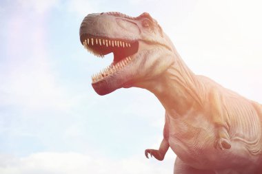 Dinozorlar Park. Bir dinazor doğa arka plan üzerinde. Oyuncak d