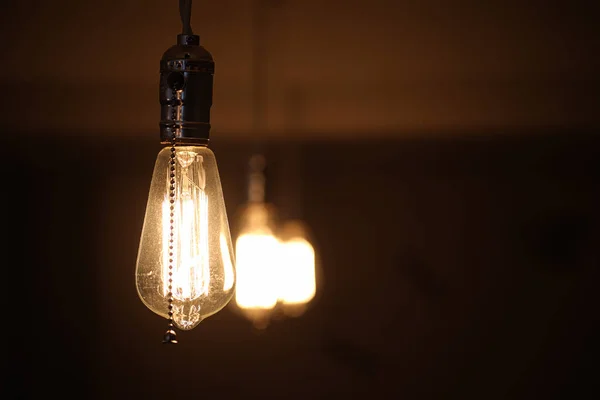 Lamps with tungsten filament. Edisons light bulb. Filament fila — Stock Photo, Image