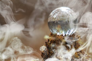 Bir kristal top duman. Ormandan büyülü bir aksesuar