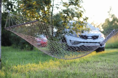 Yatay yaz mevsimindeyiz. Yeşil ağaç ve otların arasında kırsal arazi