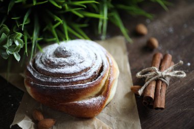Tarçın ve meyve lezzetli pasta 
