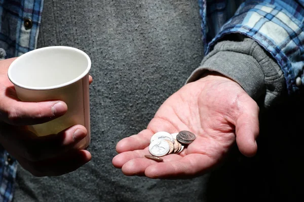 Homeless man hand help — Stock Photo, Image