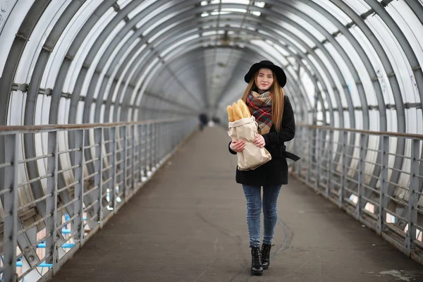 French woman on a walk in the central part of the city