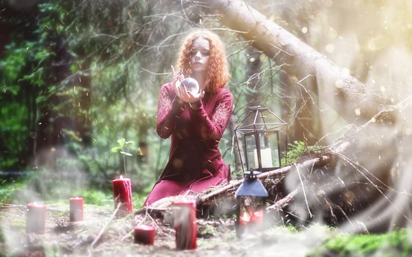 Witch ritual in a forest — Stock Photo, Image