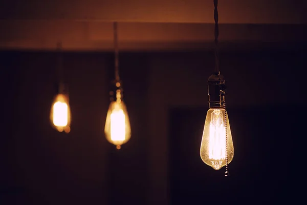 Lamps with tungsten filament. Edisons light bulb. Filament fila — Stock Photo, Image