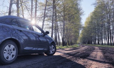 Yatay yaz mevsimindeyiz. Yeşil ağaç ve otların arasında kırsal arazi