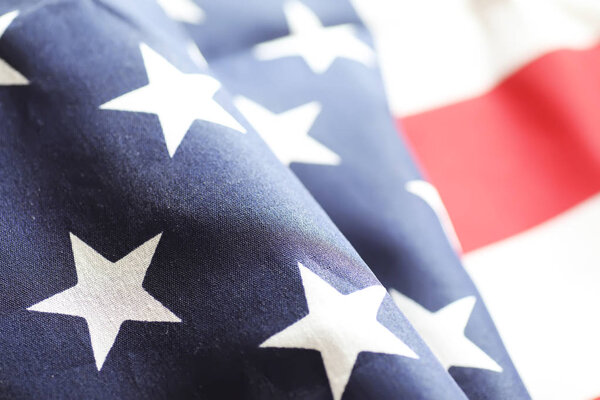 American flag on a wooden texture table