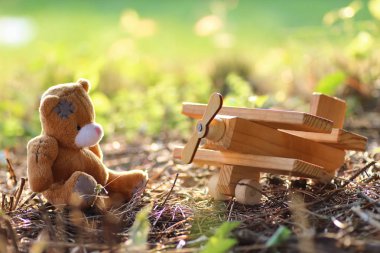 yerdeki açık ahşap uçak