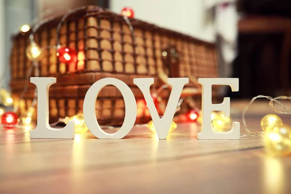 Word Love from wooden letters on background — Stock Photo, Image