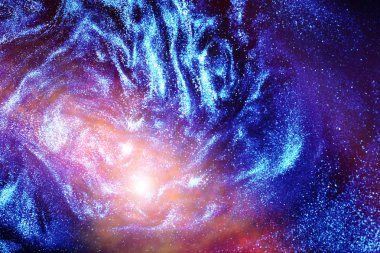 Bulutsular ve yıldız ile uzak bir galaksi evrende