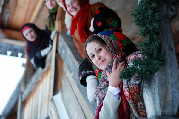 Skägg Man Traditionell Vinter Kostym Bonde Medeltid Ryssland — Stockfoto